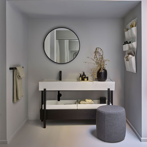 Mobile lavabo da appoggio - PLINIO - TALCO  ROVERE NERO - Ceramica Cielo - in legno / in ceramica / in metallo