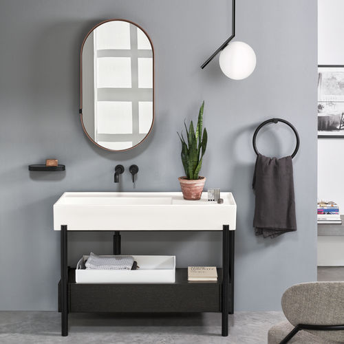 Mobile lavabo da appoggio - PLINIO  - TALCO  ROVERE NERO - Ceramica Cielo - in legno / in ceramica / in metallo