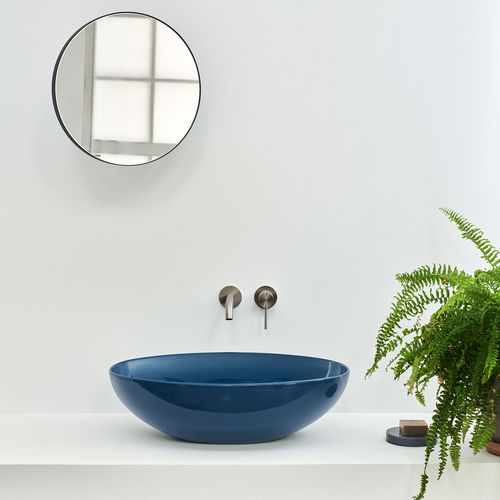 Lavabo da appoggio - ECO SMALL - OLTREMARE - Ceramica Cielo - in ceramica / ovale / senza foro