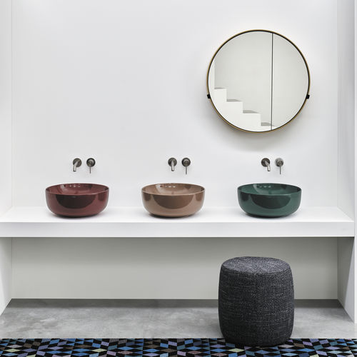Lavabo da appoggio - ERA SMALL - CORALLO  NINFEA  OLTREMARE - Ceramica Cielo - in ceramica / multiplo / rotondo
