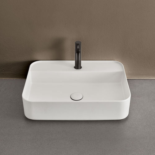 Lavabo da appoggio - SHUI COMFORT - TALCO - Ceramica Cielo - in ceramica / rettangolare / 1 foro