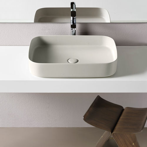 Lavabo da appoggio - SHUI COMFORT - BRINA - Ceramica Cielo - in ceramica / rettangolare / senza foro