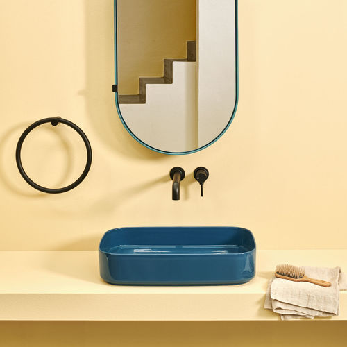 Lavabo da appoggio - SHUI COMFORT - OLTREMARE - Ceramica Cielo - in ceramica / rettangolare / senza foro