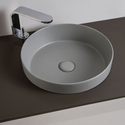 Lavabo da semincasso - ENJOY - BRINA - Ceramica Cielo - in ceramica / rotondo / senza foro