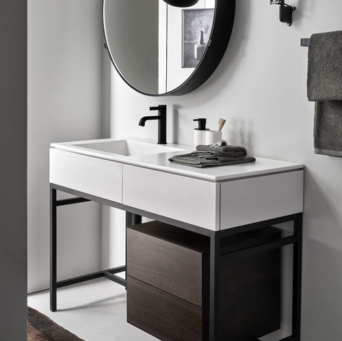 Mobile lavabo da appoggio - MILANO - TALCO  EUCALIPTO - Ceramica Cielo - in legno / in ceramica / contemporaneo