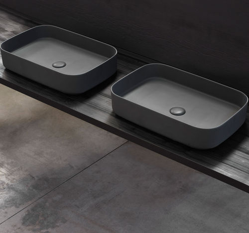 Lavabo da appoggio - SHUI COMFORT - BRINA - Ceramica Cielo - in ceramica / doppio / rettangolare