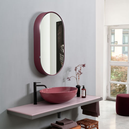 Piano lavabo in ceramica - MULTIPLO - CORALLO/CIPRIA - Ceramica Cielo - in acciaio verniciato / con portasalviette integrato