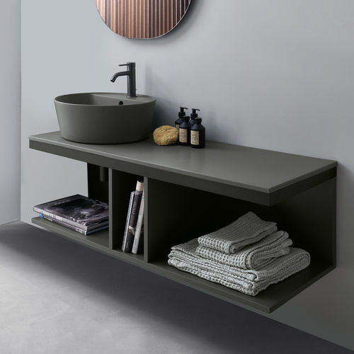 Mobile lavabo doppio - MULTIPLO OPEN DAY CABINET - CEMENTO  MATT BLACK - Ceramica Cielo - sospeso / in legno / in ceramica