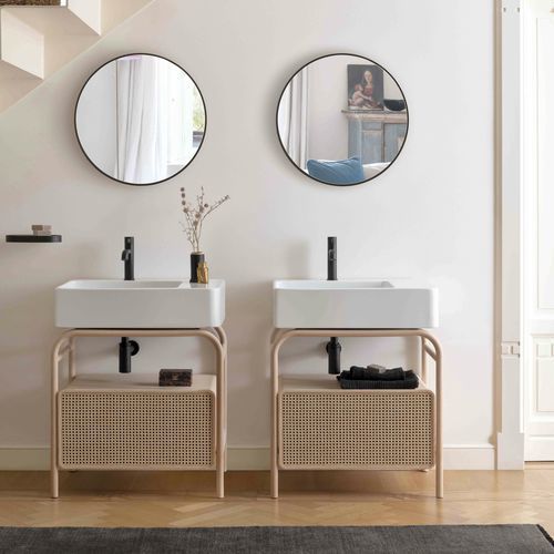 Mobile lavabo doppio - Marcel - Ceramica Cielo - da appoggio / in frassino / in ceramica
