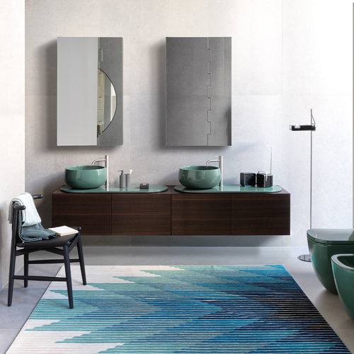Mobile lavabo doppio - DELFO - SMERALDO/EUCALIPTO - Ceramica Cielo - sospeso / in legno / in ceramica