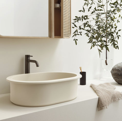 Lavabo da appoggio - CATINO 55 - LINO - Ceramica Cielo - in ceramica / ovale / senza foro