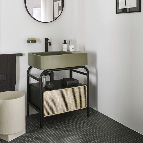 Mobile lavabo da appoggio - MARCEL - Ceramica Cielo - in frassino / in ceramica / contemporaneo