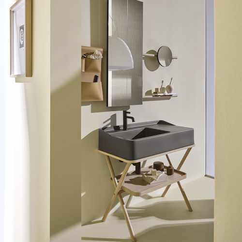 Mobile lavabo da appoggio - Siwa - Ceramica Cielo - in legno / in ceramica / contemporaneo