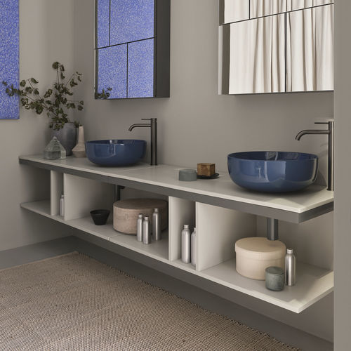 Mobile lavabo doppio - MULTIPLO - OLTREMARE - Ceramica Cielo - sospeso / in legno / in ceramica