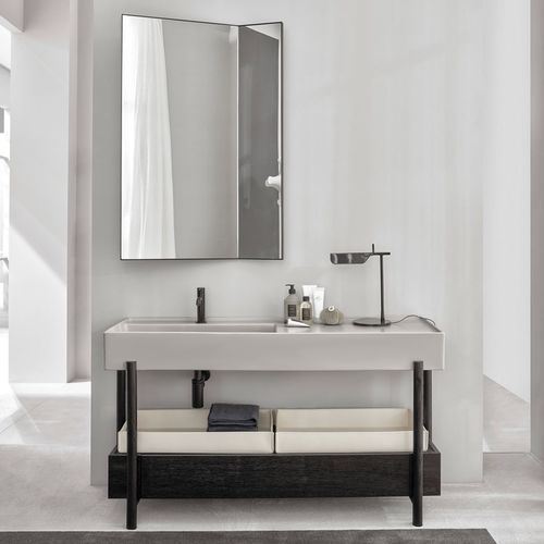 Mobile lavabo da appoggio - PLINIO 140 - POMICE/ROVERE NERO - Ceramica Cielo - in legno / in ceramica / contemporaneo