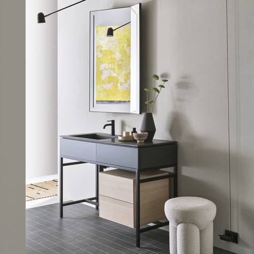 Mobile lavabo da appoggio - Milano - Ceramica Cielo - in legno / in ceramica / in acciaio verniciato