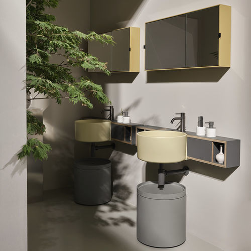 Mobile lavabo sospeso - SELLA T - CANAPA/TITANIO - Ceramica Cielo - in Fenix NTM / contemporaneo / senza ante