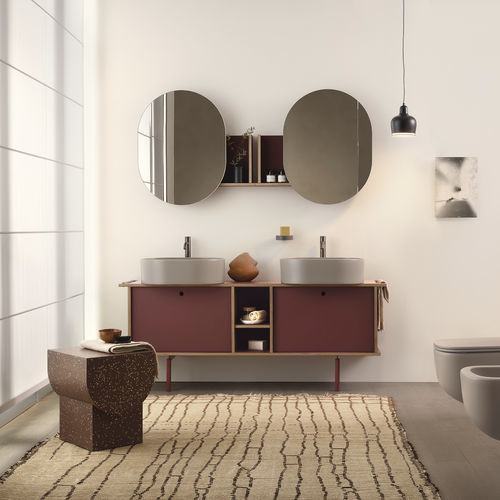 Mobile lavabo doppio - THEO 175 - AVENA/CARMINIO - Ceramica Cielo - da appoggio / in ceramica / in metallo