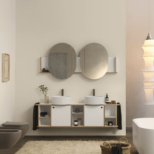 Mobile lavabo doppio - THEO 175 - TALCO/COTONE - Ceramica Cielo - da appoggio / in metallo / in Fenix NTM