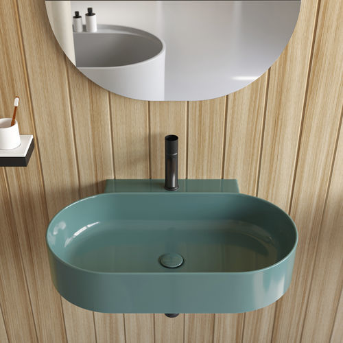 Lavabo sospeso - MARE - MRLS70 - SMERALDO - Ceramica Cielo - in ceramica / ovale / 1 foro