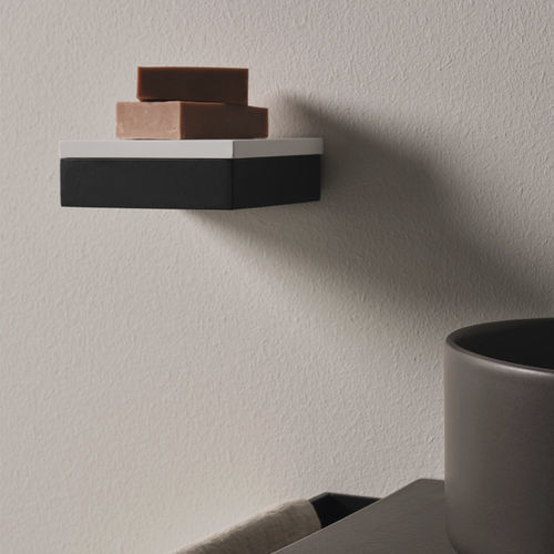 Portasapone da parete - ACMP1 - ACB12 / WHITE MATT - Ceramica Cielo - in Solid Surface / nero