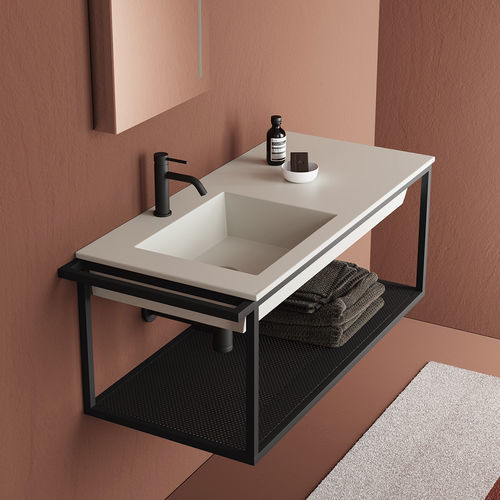 Lavabo sospeso - Era 100 - Ceramica Cielo - in ceramica / in metallo / rettangolare