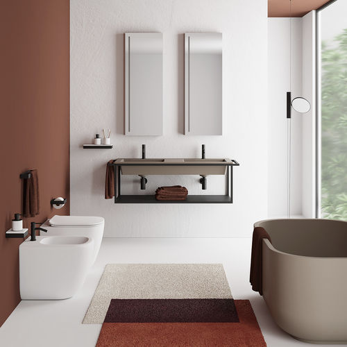 Lavabo sospeso - Era 120 - Ceramica Cielo - in ceramica / in metallo / doppio