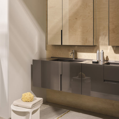 Mobile lavabo doppio - Filo 336 - Ceramica Cielo - sospeso / in legno / contemporaneo