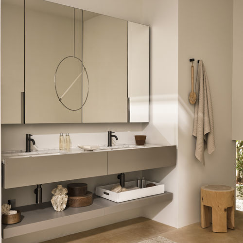 Mobile lavabo doppio - Filo 338 - Ceramica Cielo - sospeso / in legno / contemporaneo
