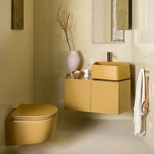 Mobile lavabo a muro - KANTO 371 - Ceramica Cielo - in legno / contemporaneo / 2 porte