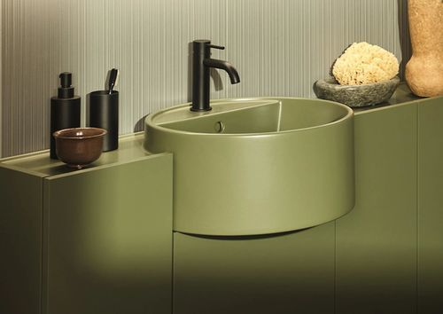 Lavabo sospeso - ENEA SIDE - Ceramica Cielo - in ceramica / in porcellana / con portasalviette integrato