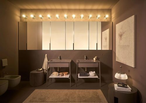 Lavabo da appoggio - CATINO RETTANGOLARE 80 - Ceramica Cielo - in ceramica / con cassetti integrati / con scaffale integrato