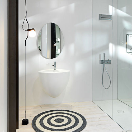 Lavabo sospeso - LE GIARE - TALCO - Ceramica Cielo - in ceramica / con specchio regolabile / ovale