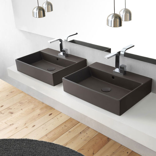 Lavabo sospeso - SMILE - CACAO - Ceramica Cielo - in ceramica / rettangolare / 1 foro