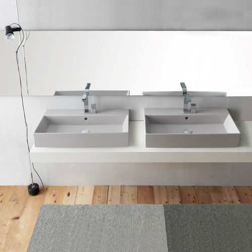 Lavabo sospeso - SMILE POMICE - Ceramica Cielo - in ceramica / con specchio regolabile / rettangolare