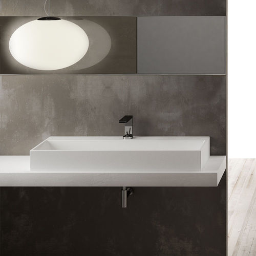 Lavabo da appoggio - SMILE - TALCO - Ceramica Cielo - in ceramica / con specchio regolabile / rettangolare