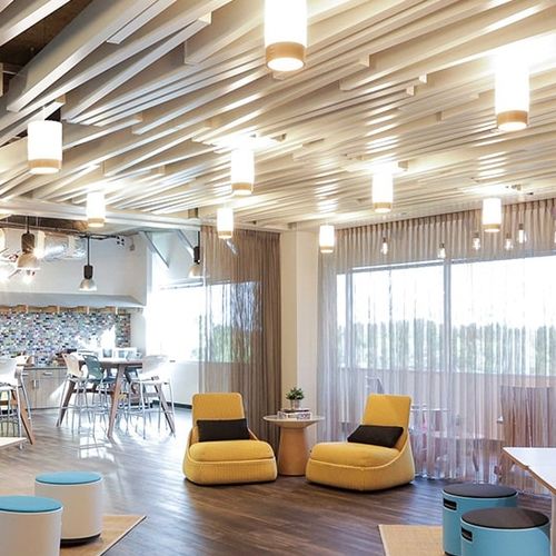 Baffle acustico in acciaio - Luxalon® Tavola™ Divergent - Hunter Douglas Architectural - da soffitto / rettangolare / decorativo