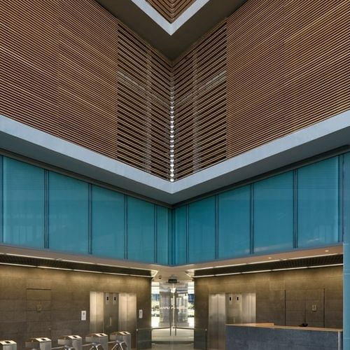 Rivestimento murale per interni - Derako® Solid Grill Wall - Hunter Douglas Architectural - in legno massiccio / testurizzato / aspetto legno