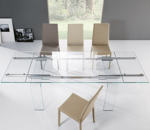 Tavolo contemporaneo - PLANO - Riflessi - in vetro temprato / con supporto in vetro / rettangolare