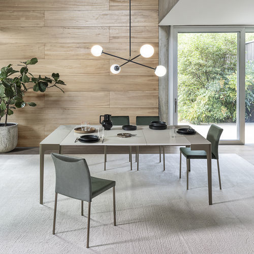 Consolle contemporanea - CORNER - Riflessi - in legno laccato / in vetro temprato / in ceramica