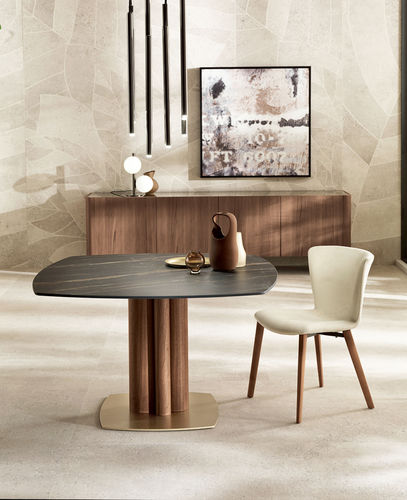 Tavolo contemporaneo - TOWER piano SQUARE - Riflessi - in ceramica / con supporto in metallo / rettangolare