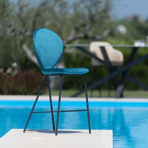 Sedia alta contemporanea - PERLA  - Riflessi - da interno / in tessuto / con supporto in acciaio