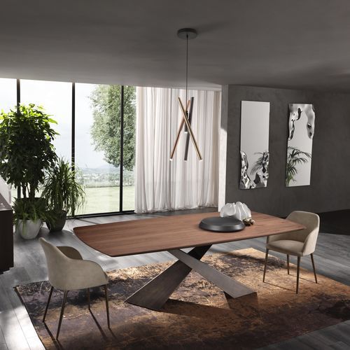 Tavolo contemporaneo - LIVING - Riflessi - in legno / in metallo / con supporto in metallo