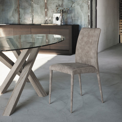 Sedia contemporanea - BRUNA FLEX - Riflessi - da interno / in pelle / con supporto in acciaio