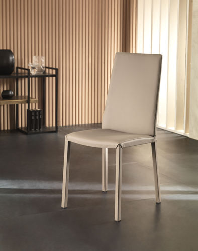 Sedia contemporanea - EVA FLEX - Riflessi - da interno / in pelle / con supporto in acciaio