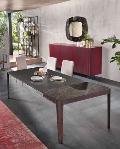 Consolle contemporanea - CROSS  - Riflessi - in ceramica / con supporto in legno / rettangolare
