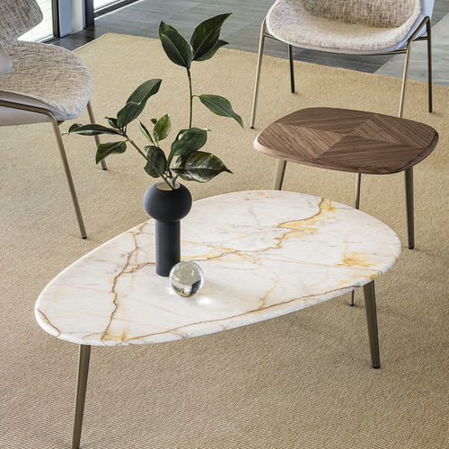 Tavolino basso contemporaneo - COFFEE - Riflessi - in cristallo / in legno / in ceramica