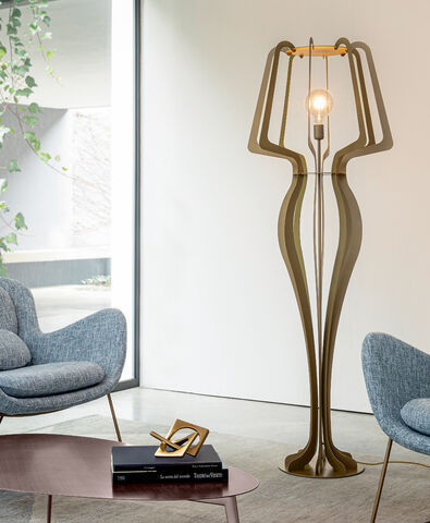 Lampada da terra - ALLEGRA PT  - Riflessi - in metallo / contemporanea / ricaricabile