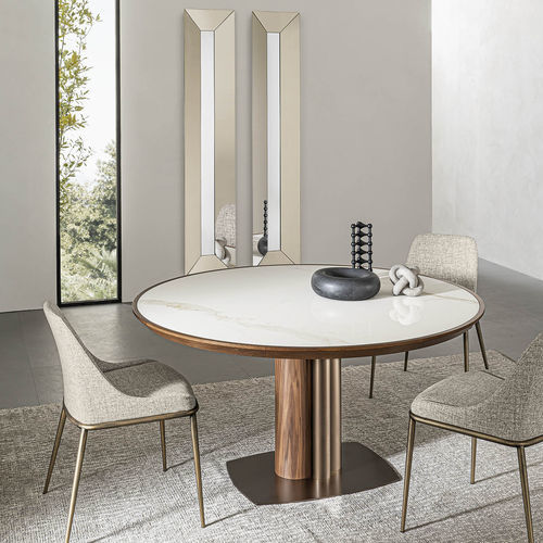 Tavolo in ceramica - TOWER - Riflessi - contemporaneo / con supporto in metallo / con supporto in legno