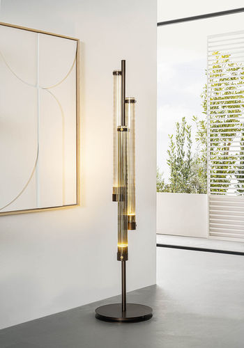 Lampada da terra - TUBE PT - Riflessi - in Pyrex® / contemporanea / con cavo